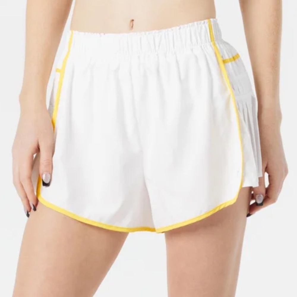 FP Movement Easy Tiger Shorts in White/Yellow (XS)